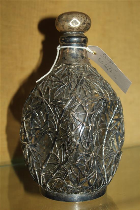 Chinese silver overlaid decanter